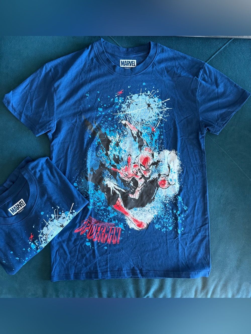 NEW men’s Marvel Blue Spider-Man Action Graphic Tee